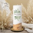 Hochzeitskerze Holzelement Docht Greenery Ø9 x 25 cm