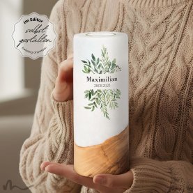 Taufkerze Holzelement Greenery Ø8 x 20 cm