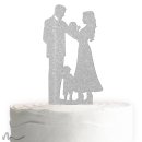 Cake Topper Familie Junge Silber Glitzer