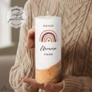 Taufkerze Holzelement Docht Regenbogen Erdtöne Ø8 x 20 cm