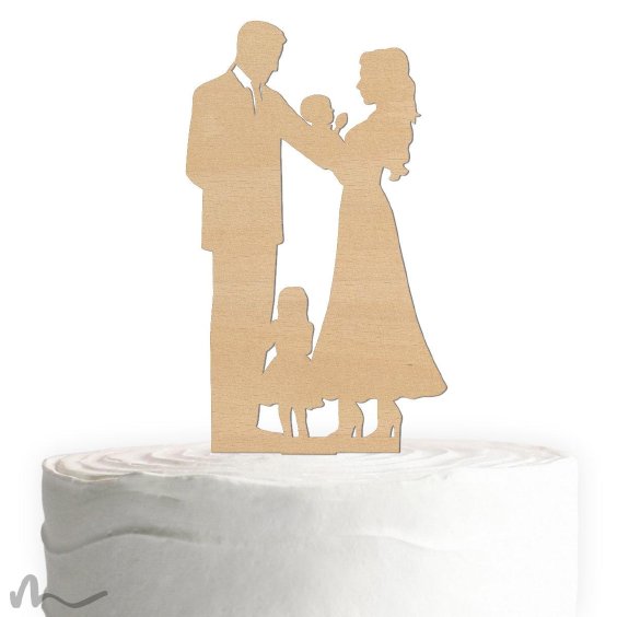 Cake Topper Familie Mädchen Holz