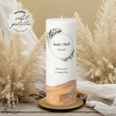 Hochzeitskerze Holzelement Docht Blätterprint Ø9 x 25 cm