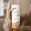 Hochzeitskerze Holzelement Docht Blätterprint Ø9 x 25 cm