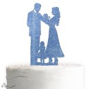 Cake Topper Familie Mädchen Blau Glitzer