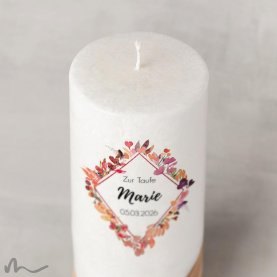 Taufkerze Holzelement Docht Herbstlich Ø8 x 20 cm