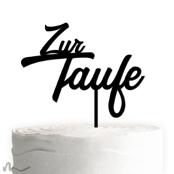 Cake Topper Zur Taufe zweizeilig Schwarz