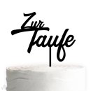 Cake Topper Zur Taufe zweizeilig Schwarz