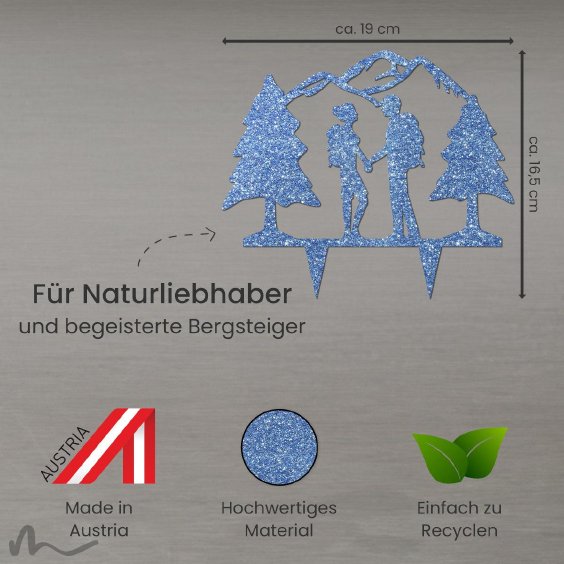 Cake Topper Gipfelstürmer Blau Glitzer