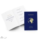 Kirchenheft Taufe Reisepass Globus 15 x 21 cm