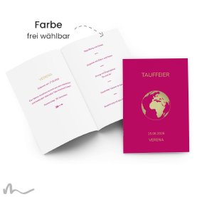 Kirchenheft Taufe Reisepass Globus 15 x 21 cm