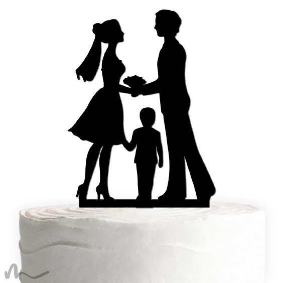 Cake Topper Kleine Familie Junge Schwarz