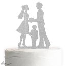 Cake Topper Kleine Familie Junge Silber Glitzer