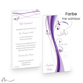 Hochzeitseinladung Ametrin 10 x 21 cm Doppelseitig