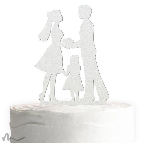 Cake Topper Kleine Familie Mädchen Satiniert