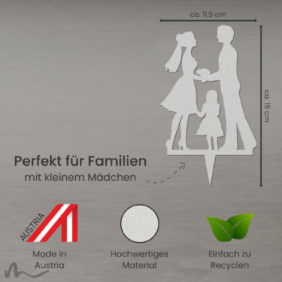 Cake Topper Kleine Familie Mädchen Satiniert