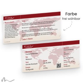 Hochzeitseinladung Travel 21 x 10 cm Doppelseitig