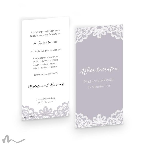 Hochzeitseinladung Einsame Spitze 10 x 21 cm Doppelseitig