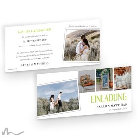 Hochzeitseinladung Easy Three 21 x 10 cm Doppelseitig