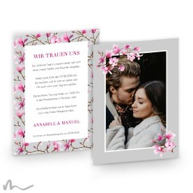 Hochzeitseinladung Magnolie 15 x 21 cm Doppelseitig