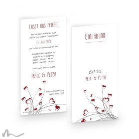 Hochzeitseinladung Azurit 10 x 21 cm Doppelseitig