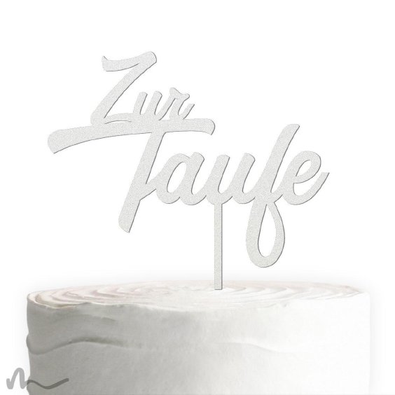 Cake Topper Zur Taufe zweizeilig Satiniert