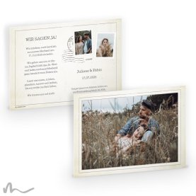 Hochzeitseinladung Vintage Postcard 21 x 15 cm Doppelseitig