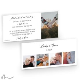 Hochzeitseinladung Zeitloser Klassiker 21 x 10 cm Doppelseitig