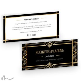 Hochzeitseinladung Gatsby 21 x 10 cm Doppelseitig