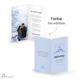 Hochzeitseinladung Gipfelstürmer 10 x 21 cm Klappkarte