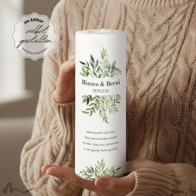 Hochzeitskerze Greenery Ø9 x 25 cm