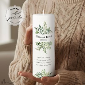 Hochzeitskerze Docht Greenery Ø9 x 25 cm