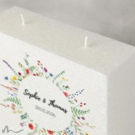 Hochzeitskerze Docht Wiesenblumen 17 x 25 cm