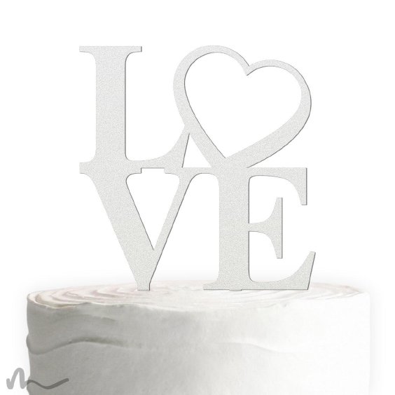 Cake Topper Love Heart Satiniert