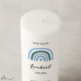 Taufkerze Docht Regenbogen Blautöne Ø8 x 20 cm