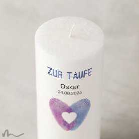 Taufkerze Docht Fingerabdruck Herz Ø8 x 20 cm