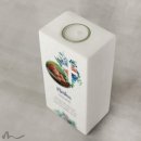 Taufkerze Florales Kreuz Blau 10 x 20 cm mit Foto