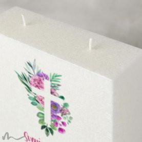 Hochzeitskerze Docht Florales Kreuz 17 x 25 cm