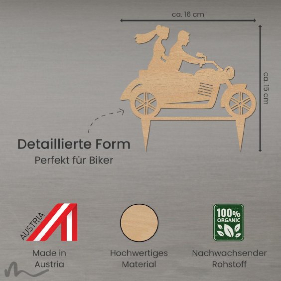 Cake Topper Motorrad Holz
