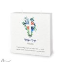 Hochzeitskerze Docht Florales Kreuz Blau 20 x 20 cm