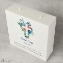 Hochzeitskerze Docht Florales Kreuz Blau 20 x 20 cm