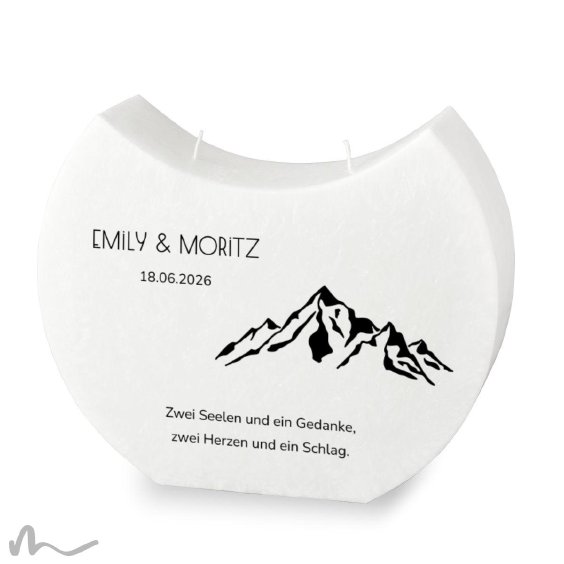Hochzeitskerze Docht Bergleidenschaft Halbmond 24 x 19 cm