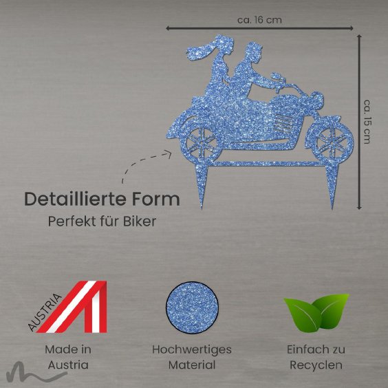 Cake Topper Motorrad Blau Glitzer