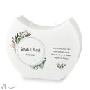 Hochzeitskerze Docht Blätterprint Halbmond 24 x 19 cm