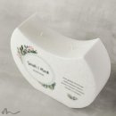 Hochzeitskerze Docht Blätterprint Halbmond 24 x 19 cm