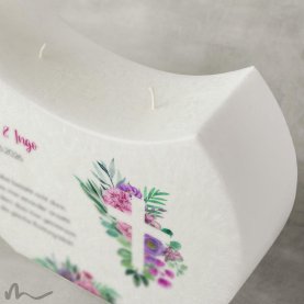 Hochzeitskerze Docht Florales Kreuz Halbmond 24 x 19 cm