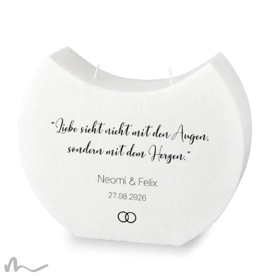 Hochzeitskerze Docht Schlicht Halbmond 24 x 19 cm