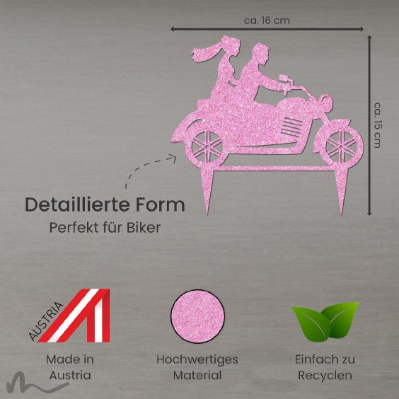 Cake Topper Motorrad Pink Glitzer