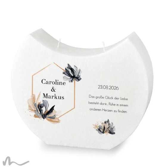 Hochzeitskerze Docht Zeitlos Elegant Halbmond 24 x 19 cm