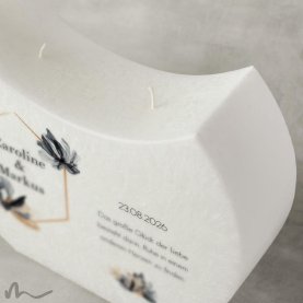 Hochzeitskerze Docht Zeitlos Elegant Halbmond 24 x 19 cm