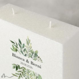 Hochzeitskerze Docht Greenery 17 x 25 cm